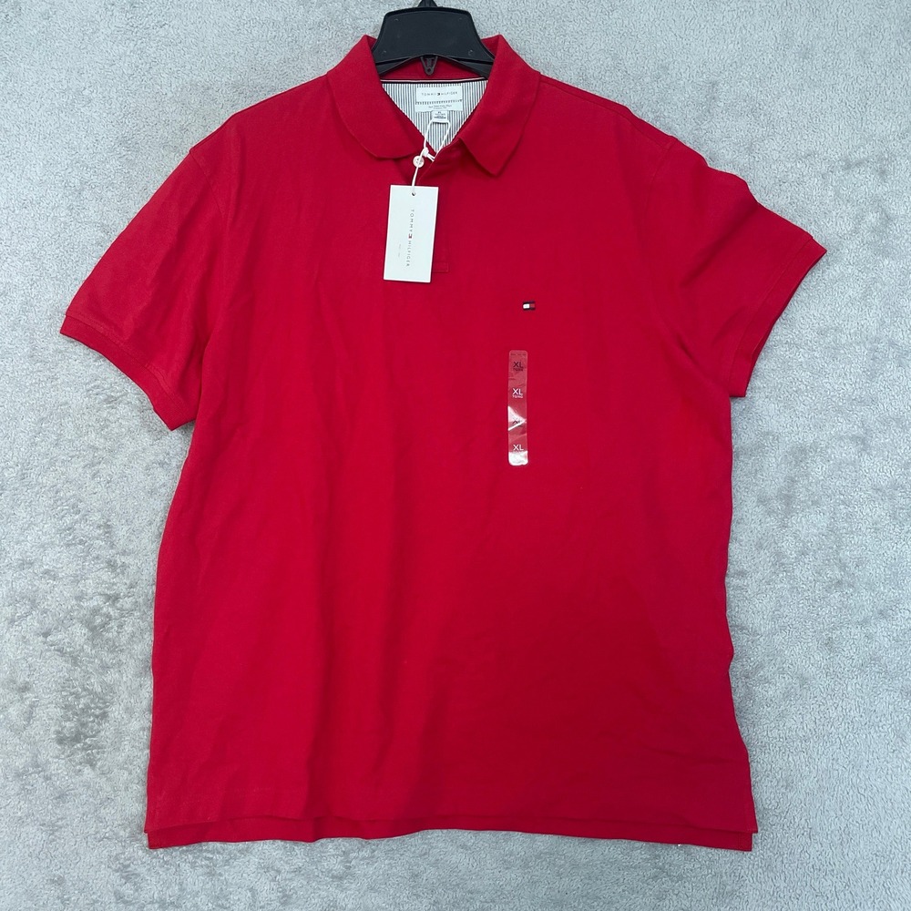 NWT Tommy Hilfiger Polo Shirt Men's XL Red Cotton Blend Classic